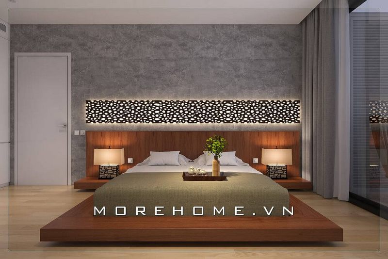 Tạo điểm nhấn ấn tượng cho phòng ngủ chung cư nhỏ với chiếc giường ngủ hiện đại màu nâu gỗ An Cường